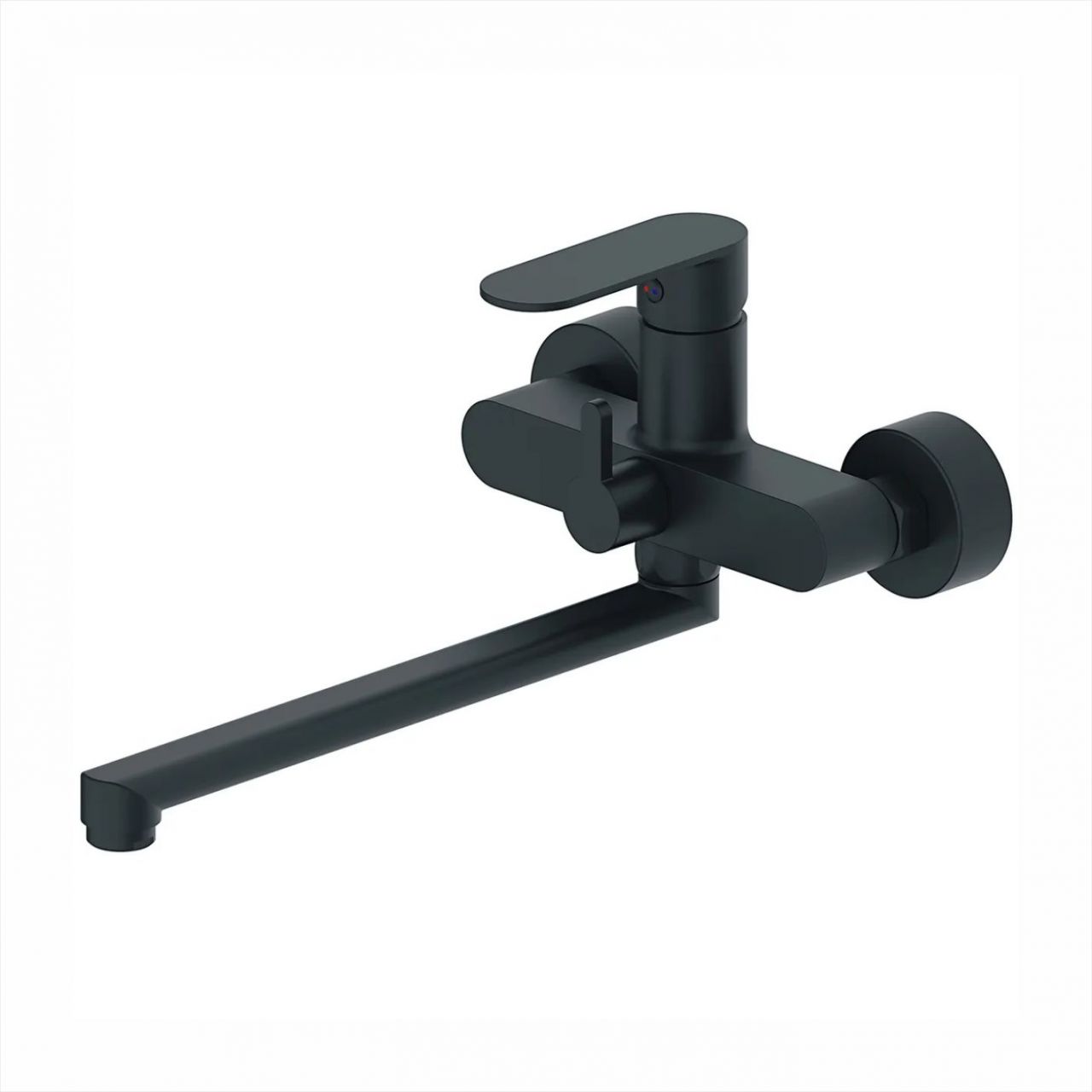 Однорычажный смеситель для ванны длинный  излив переключатель в корпусе латунь черный HB22590-7