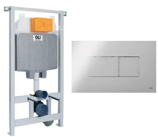 Комплект инсталляция OLI 120 ECO Sanitarblock pneumatic + Панель KARISMA, двойной слив. Хром глянец